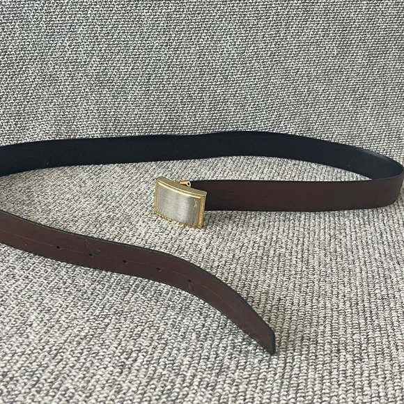 Yves Saint Laurent Black and Gold Leather Belt - Picture 8 of 16